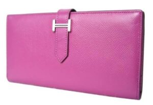 HERMES エルメス　ベアンスフレ シェーブル ローズリップスティック 二つ折り長財布